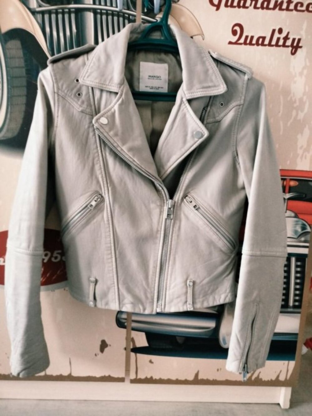MANGO Genuine Leather Moto Jacket